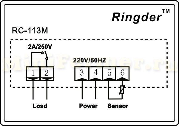 Схема реле терморегулятора Ringdre RC-113m