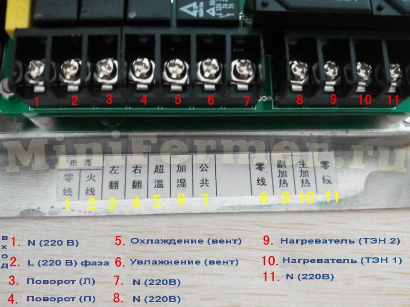 Схема подключения контроллера для инкубатора XM18-3