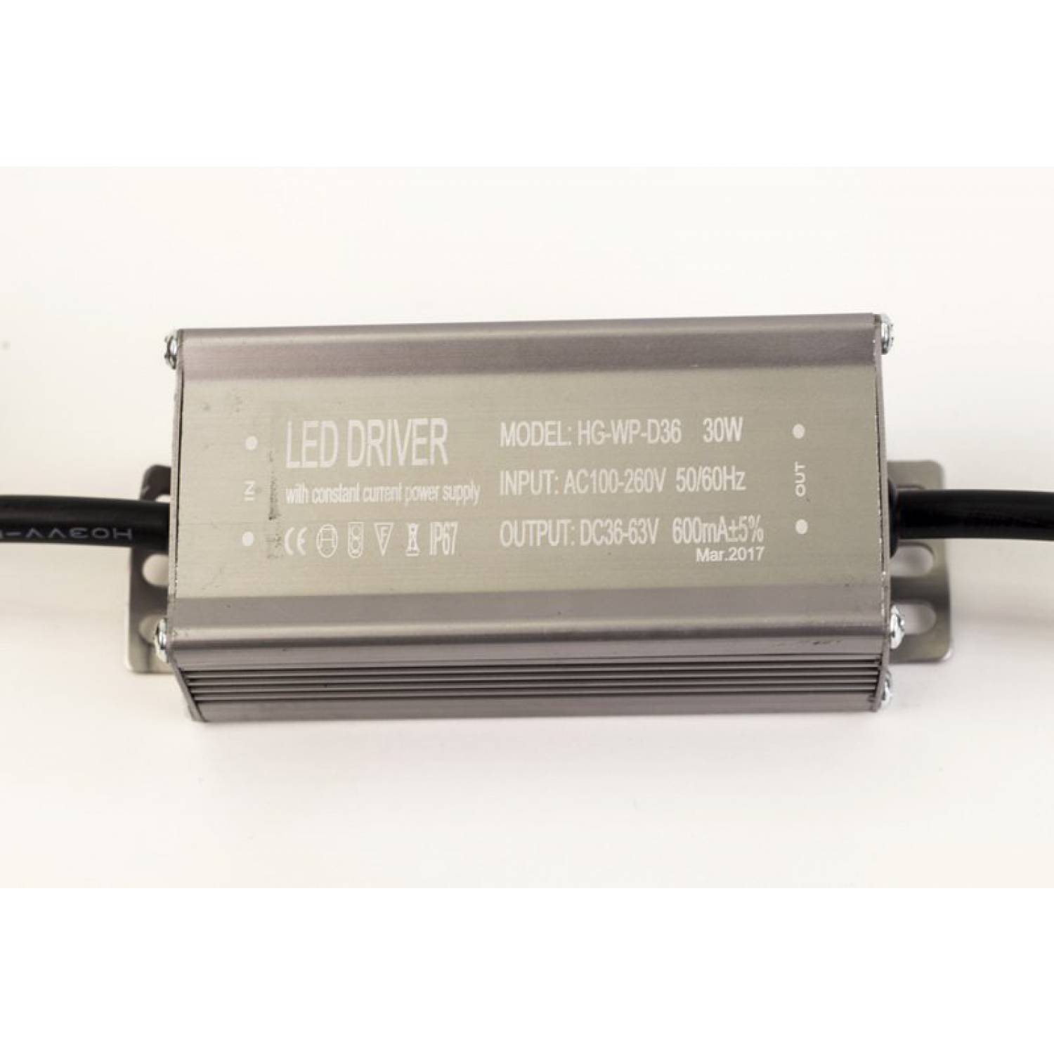 Драйвер для светодиодов 30W 600mA (HG-WP-D36/1) с проводами