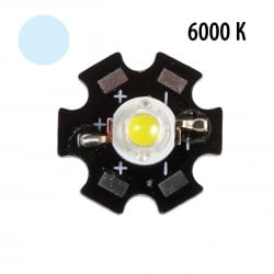 Фито светодиод 3 Вт 6000-6500K холодный белый на PCB "звезда"
