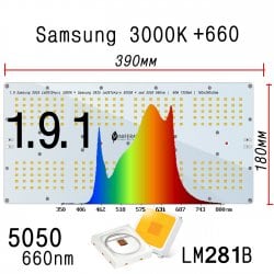 Уценка 1.9.1 Quantum board 180 х 390 Samsung 2835 lm281b+pro 3000K + SMD 5050 660nm