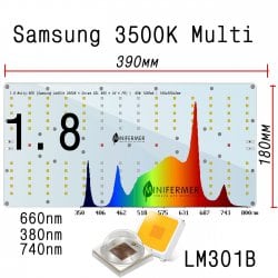Уценка 1.8 MULTI-RED Quantum board 180 х 390 Samsung lm301b 3500K + UV380+FR740 + OSRAM 660nm